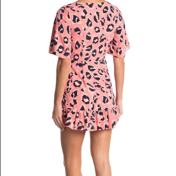 Topshop Blair Leopard Print Wrap Ruffle Mini Dress - Picture 2 of 10